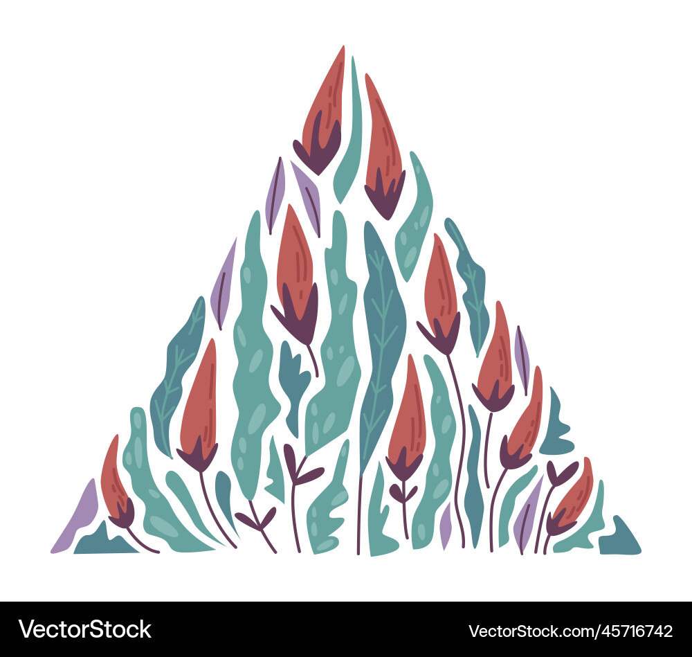 Triangle shape abstract floral pattern vector image