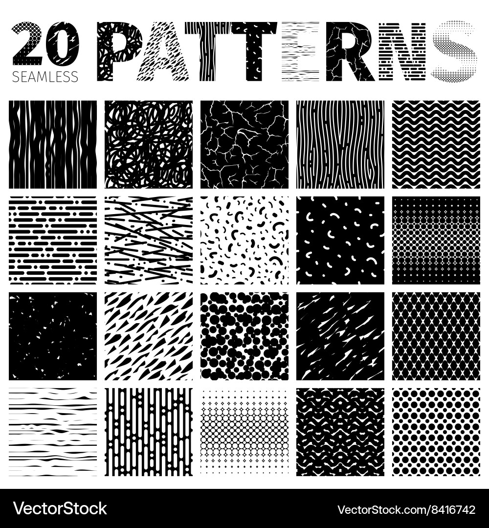 Twenty Diverse Abstract Patterns vector image