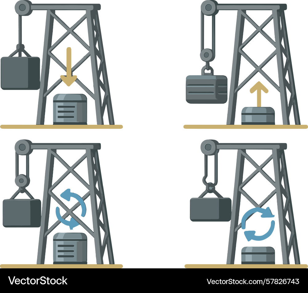 Crane operation displaying load lifting Crane operation displaying load lifting Vector Image