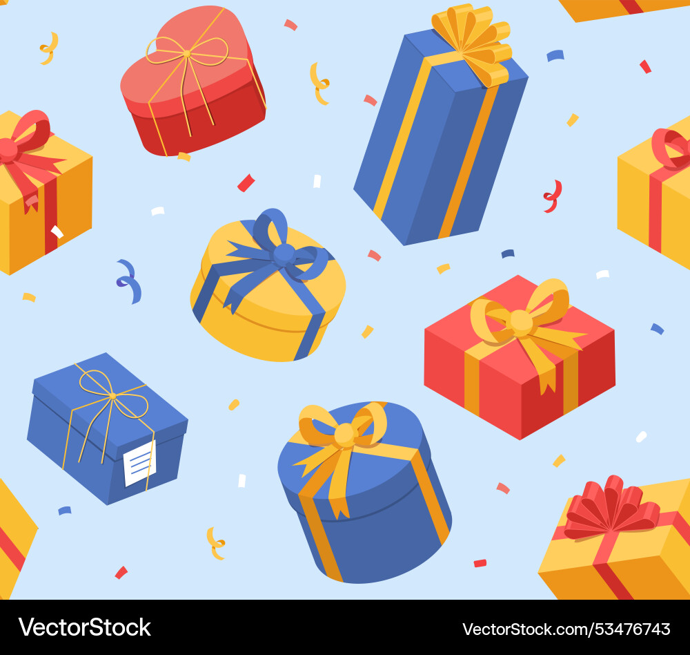Gifts seamless pattern repeating design element vector image