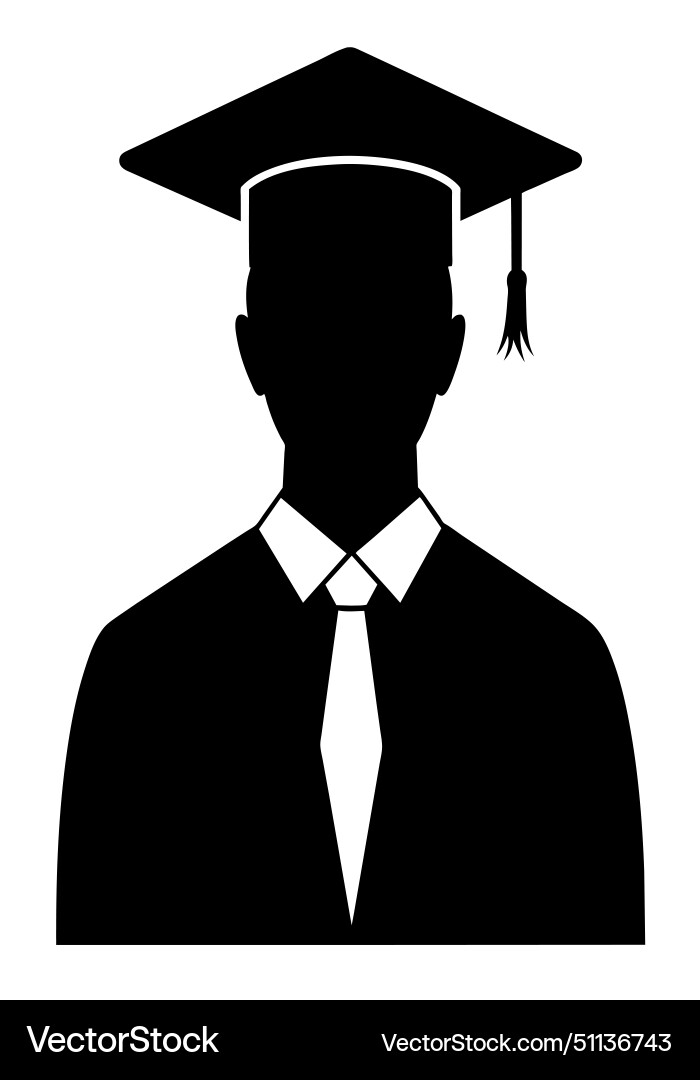 Graduated man silhouette on white education Vector Image