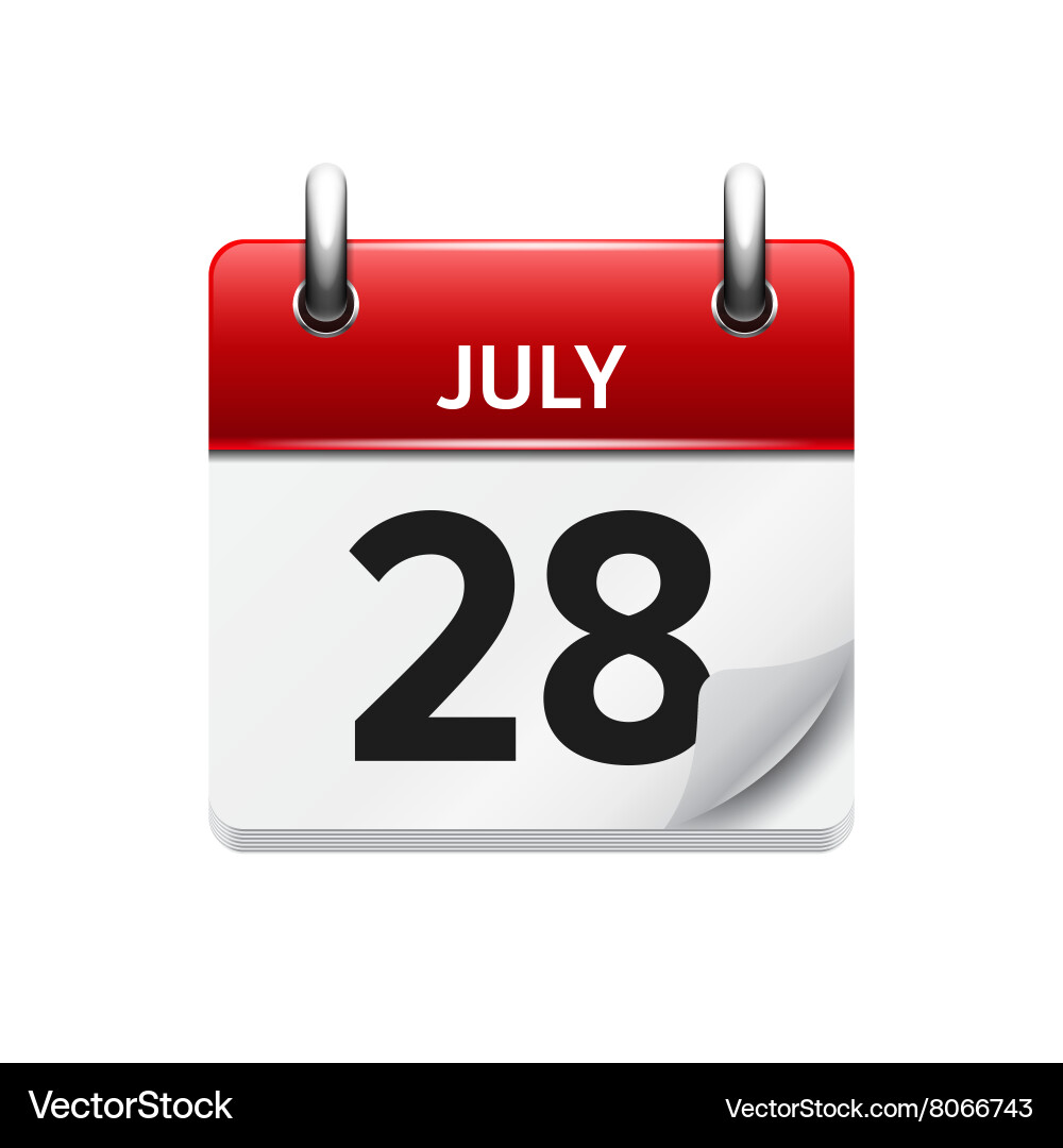 July 28 flat daily calendar icon date Royalty Free Vector