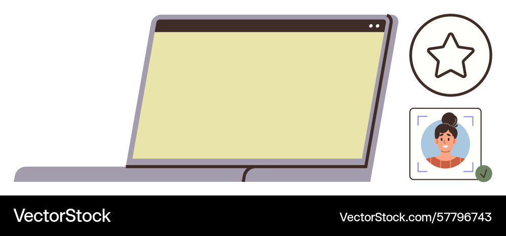 Laptop screen with user profile verification Laptop screen with user profile verification vector image
