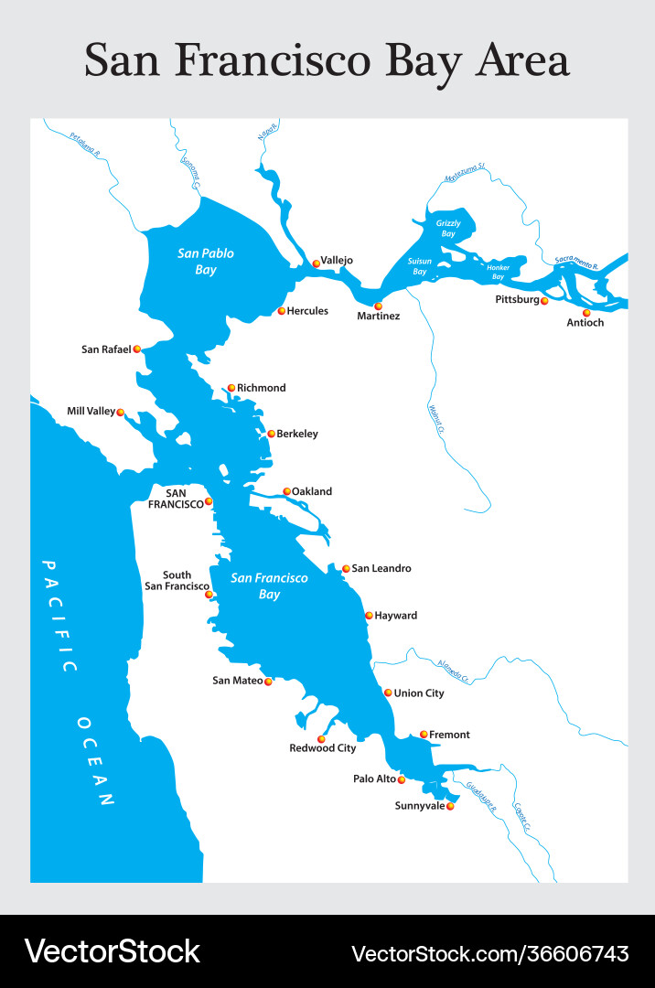 San Francisco Bay Area Map Royalty Free Vector Image San Francisco Bay Area Map Vector 36606743