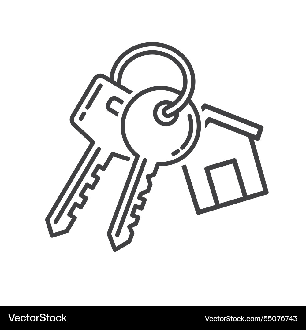 Two keys keychains with a house Two keys keychains with a house Vector Image