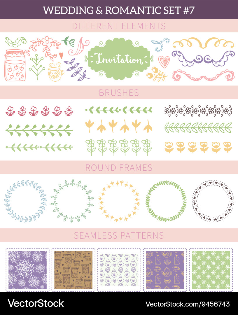 Wedding vintage elements big collection Royalty Free Vector