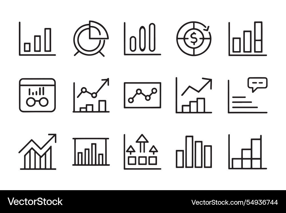 Graph charts data related editable icon set vector image