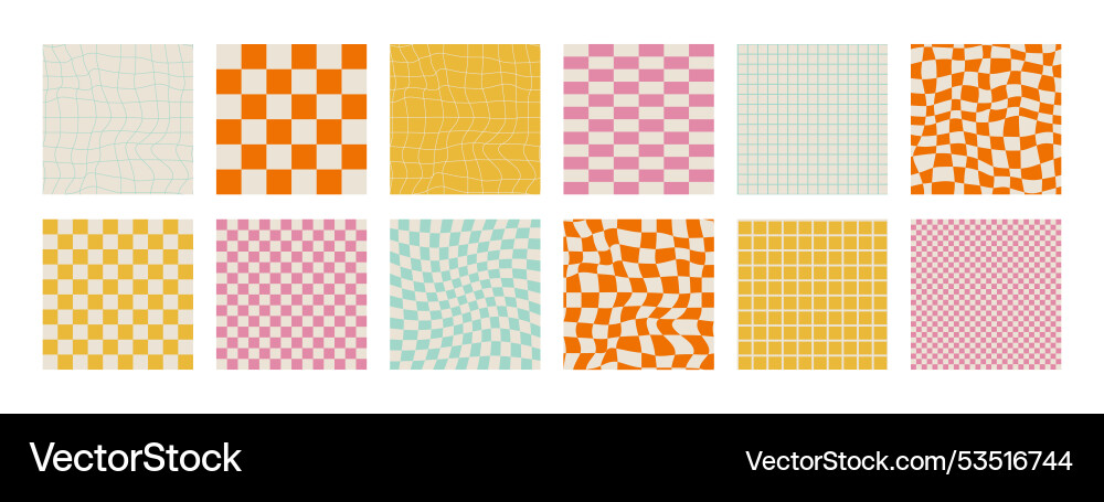 Groovy checkered patterns Groovy checkered patterns vector image