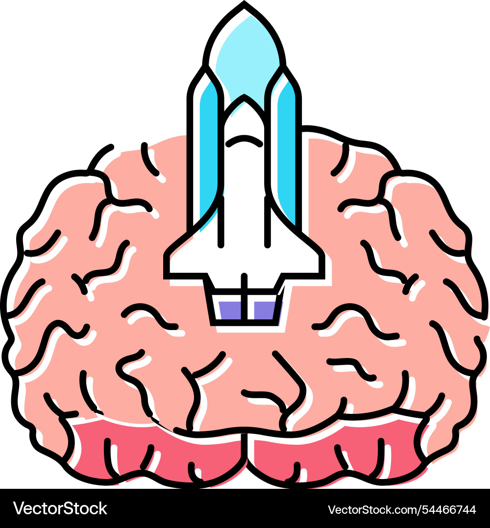 Rocket brainstorm color icon Vector Image