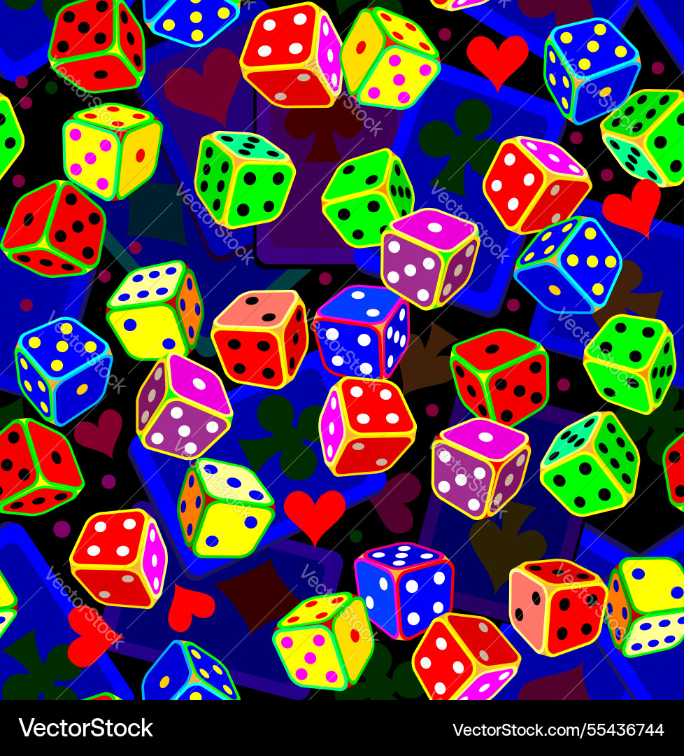 Seamless pattern with dices and cards image Vector Image
