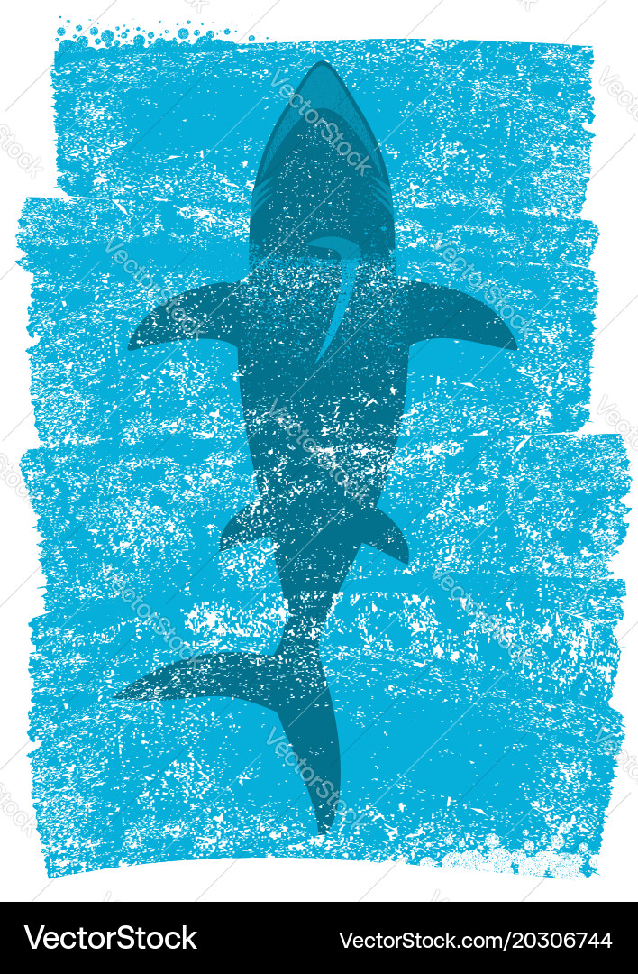 Shark Silhouette in Blue Ocean Waves Vector Image