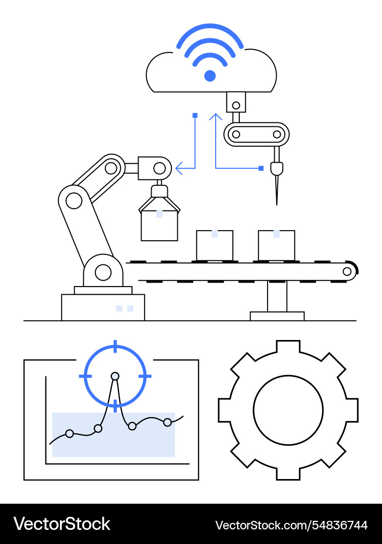 Smart factory automation with ai-controlled vector image