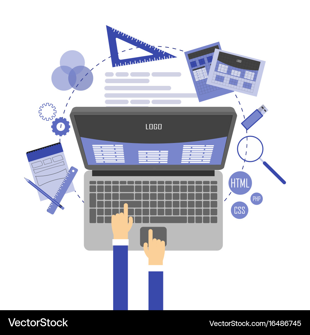 Abstract flat of web design and development vector image