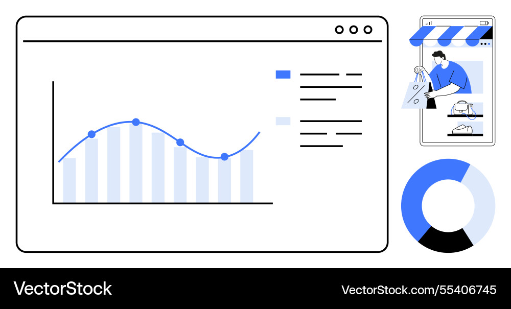E-commerce analytics dashboard with sales chart E-commerce analytics dashboard with sales chart vector image