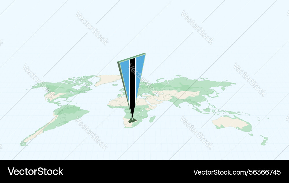 Highlighted botswana on global map with 3d flag Highlighted botswana on global map with 3d flag vector image