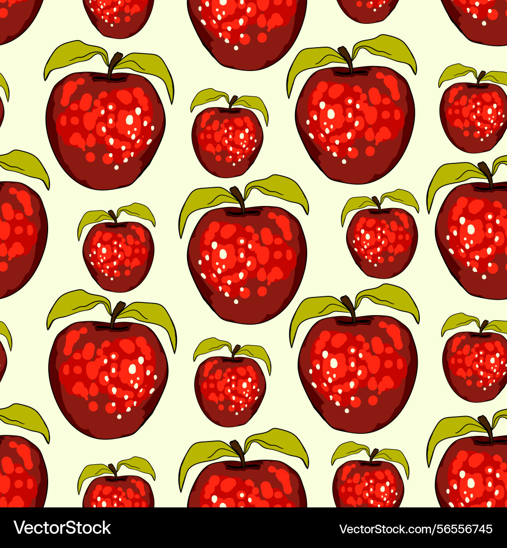 Seamless pattern with apple on color background Vector Image