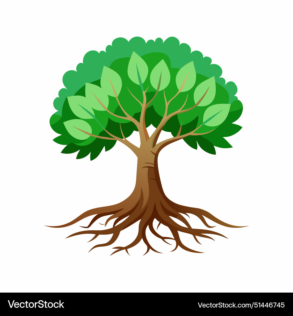 Tree with roots Royalty Free Vector Image - VectorStock