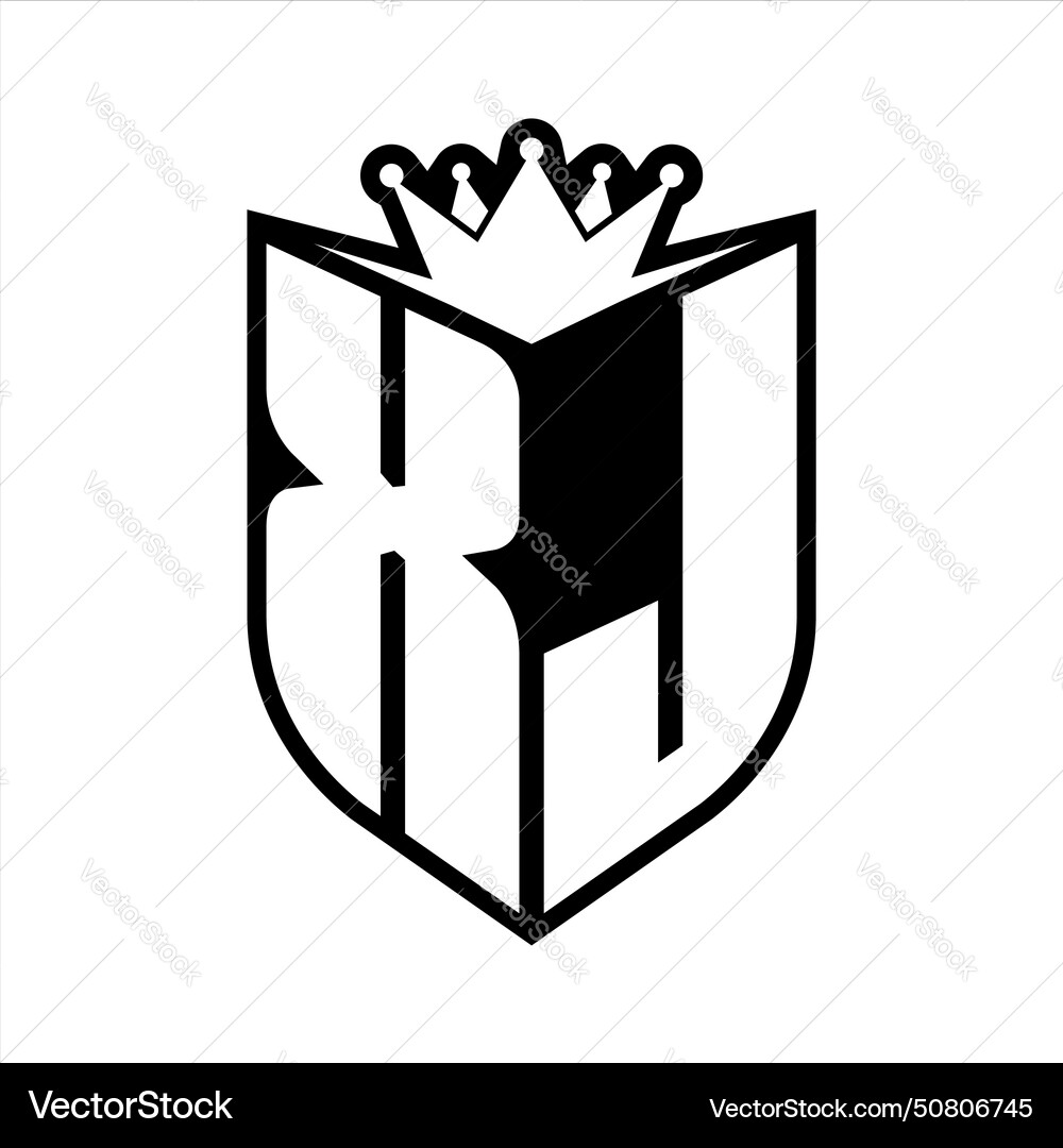 Xj letter bold monogram with shield shape Vector Image