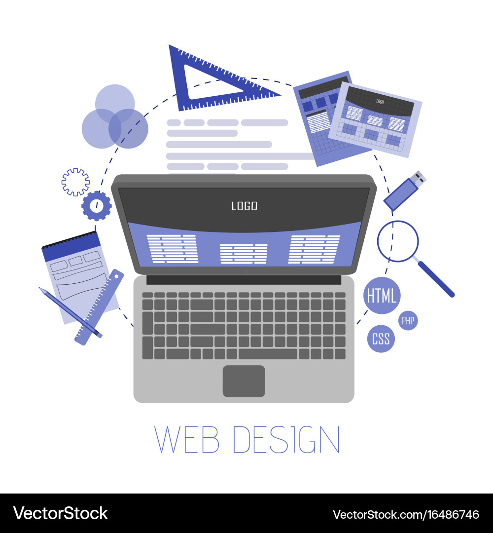 Abstract flat of web design and development vector image
