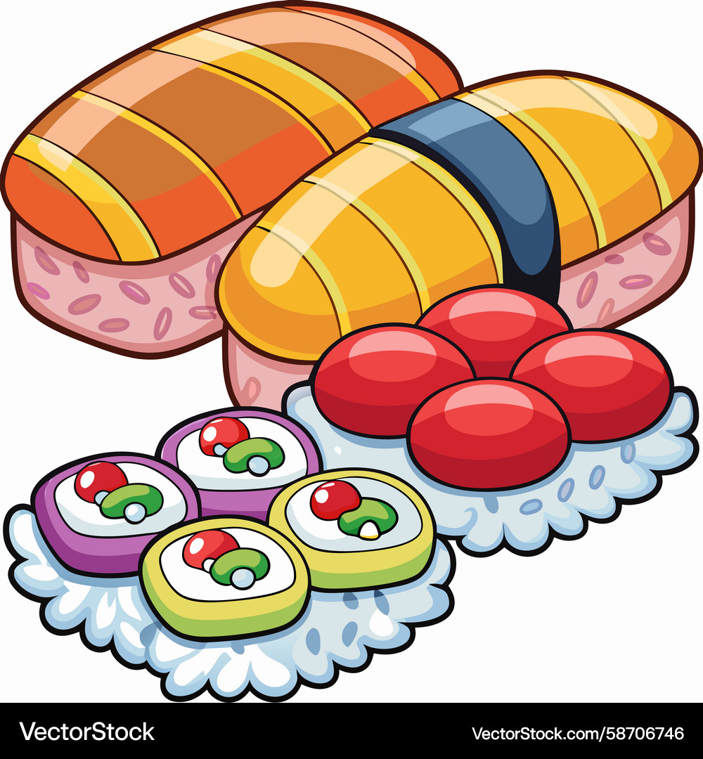Assorted Sushi Selection Vector Image