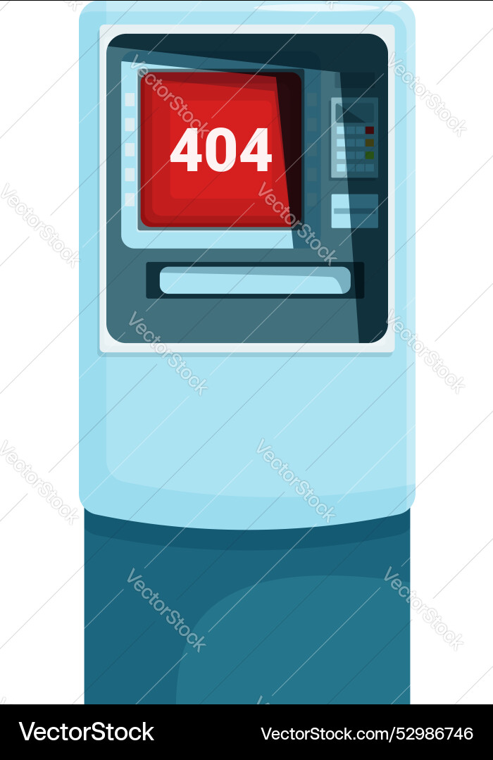 Atm Maschine zeigt 404 Fehlermeldung auf dem Bildschirm vektorbild