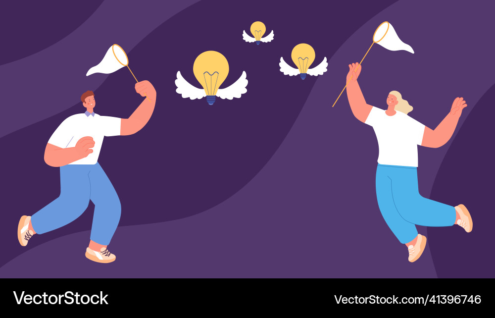 Business people catching ideas person with net Business people catching ideas person with net vector image
