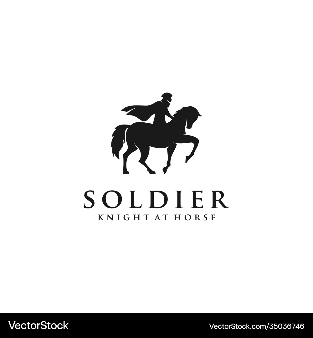 Horseback knight silhouette logo horse warrior Horseback knight silhouette logo horse warrior vector image