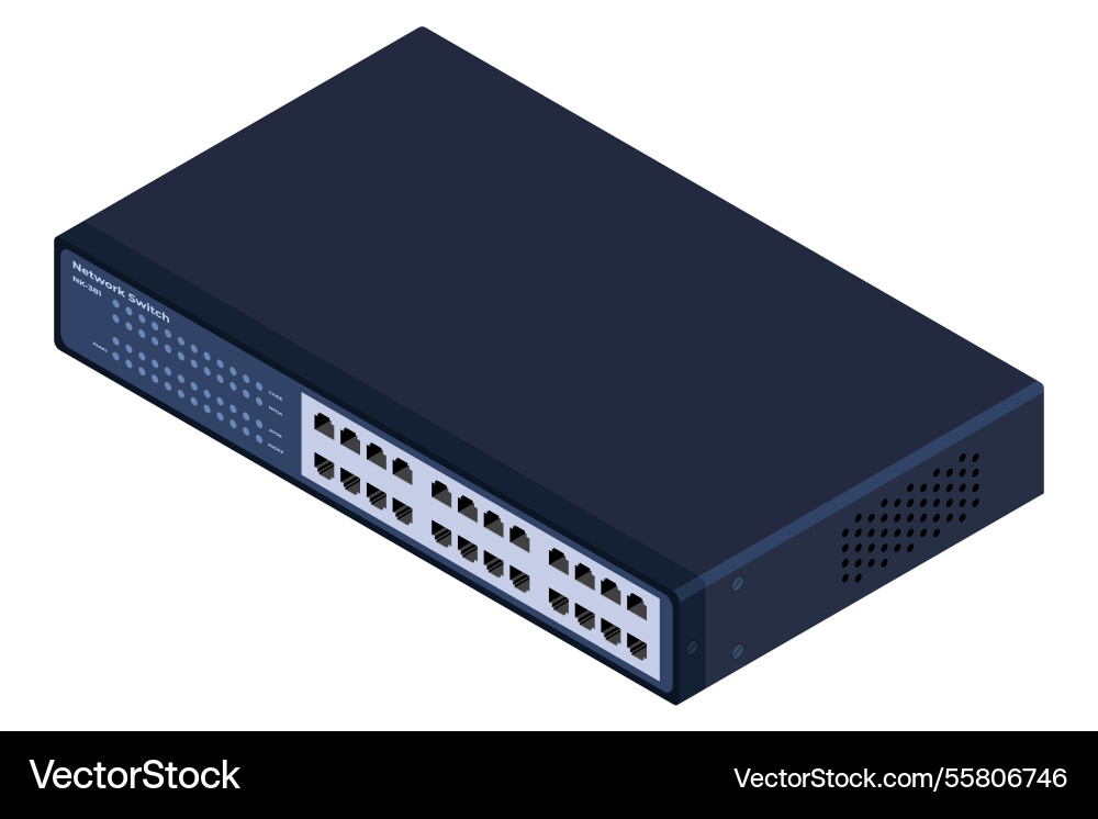 Isometric switch networking ethernet Isometric switch networking ethernet vector image