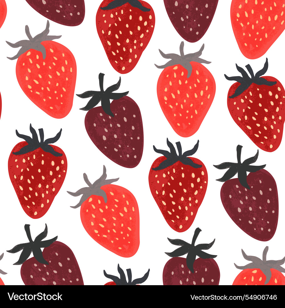 Seamless pattern with red textured strawberries Seamless pattern with red textured strawberries vector image