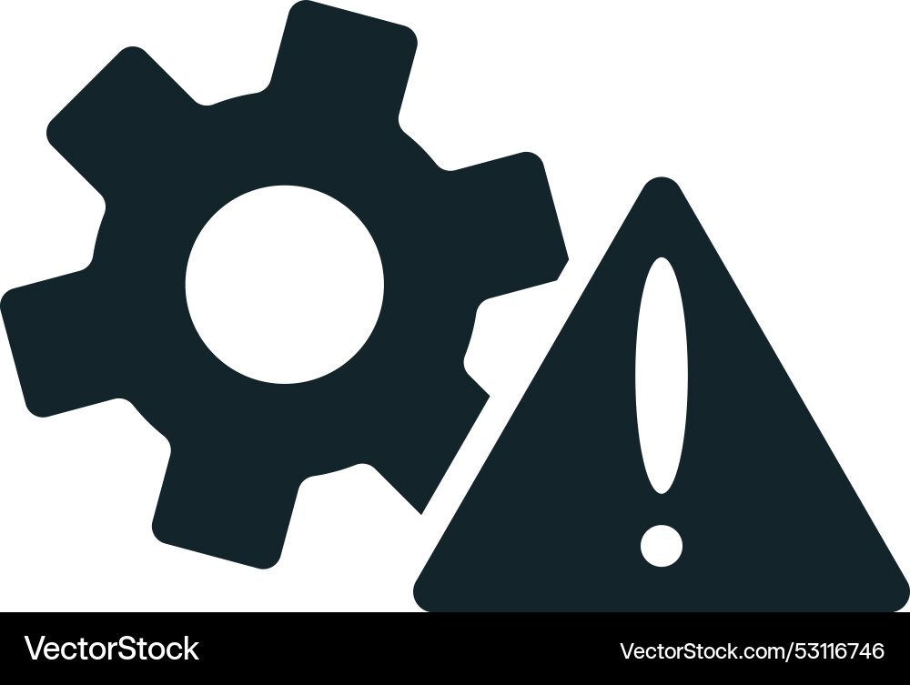 System error icon showing gear and exclamation Vector Image