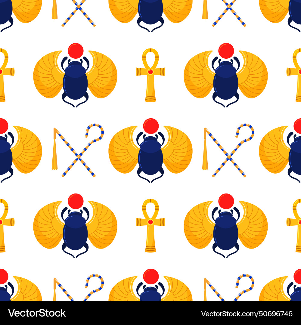Traditional egyptian symbols seamless pattern Vector Image