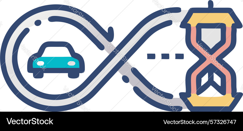 Autofahrt durch Zeitentwicklung Vektorbild