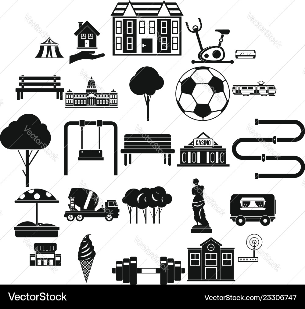 Borough icons set simple style Borough icons set simple style vector image