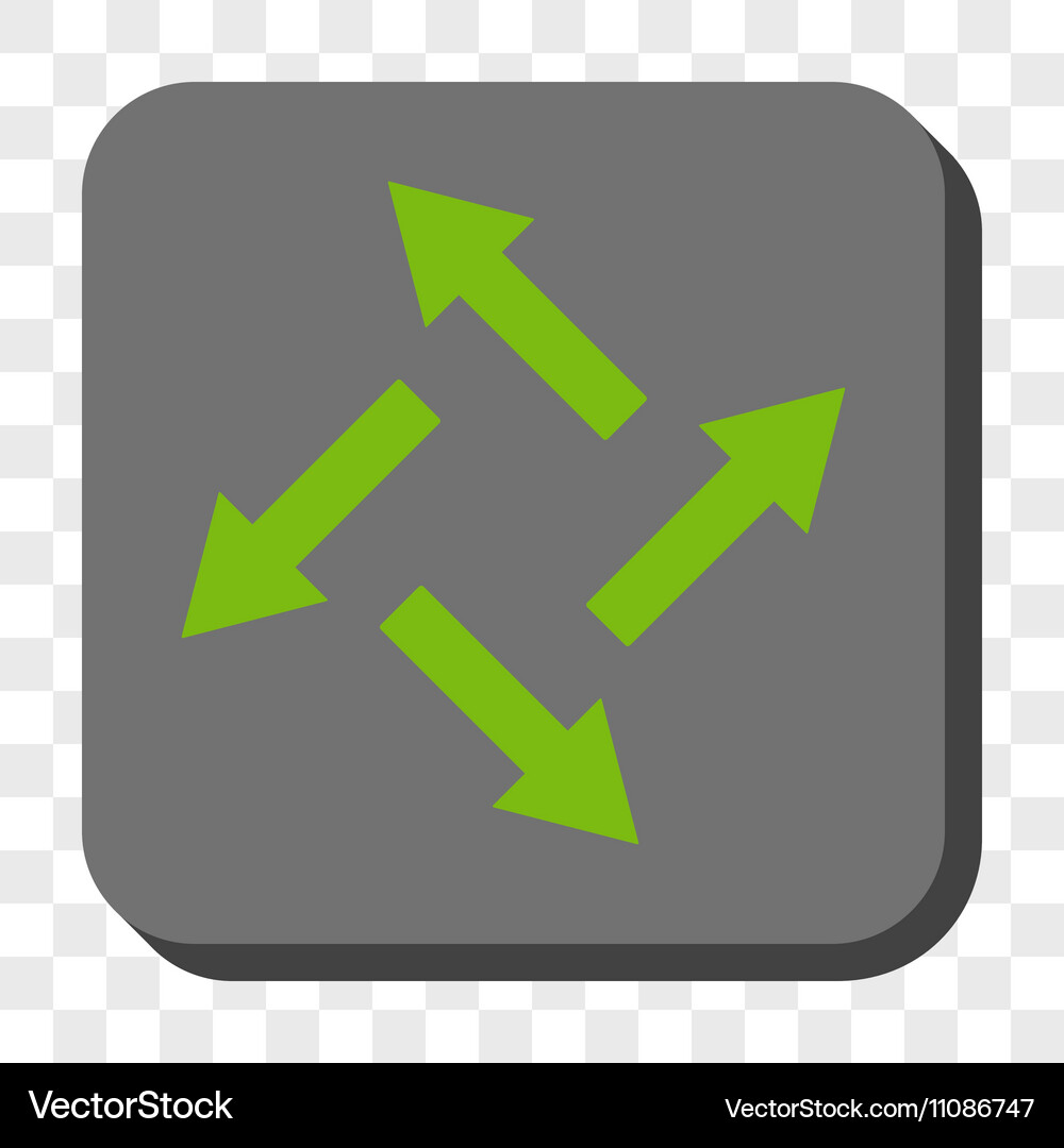 Centrifugal arrows rounded square button Vector Image