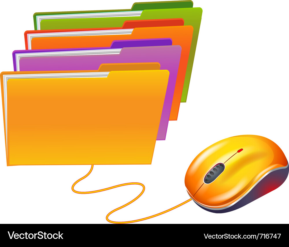Computer mouse and folders Vector Image