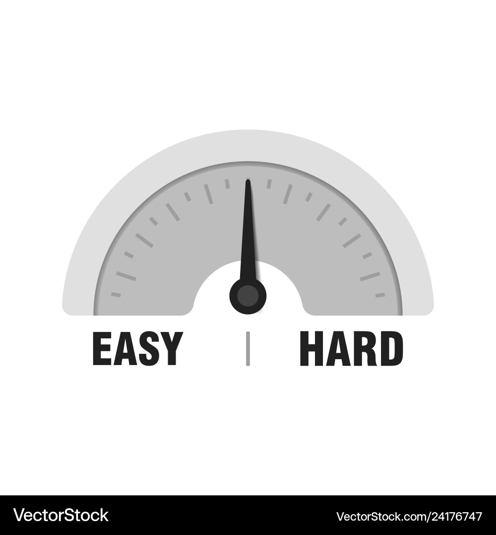 Easy or hard measuring gauge indicator meter Easy or hard measuring gauge indicator meter vector image