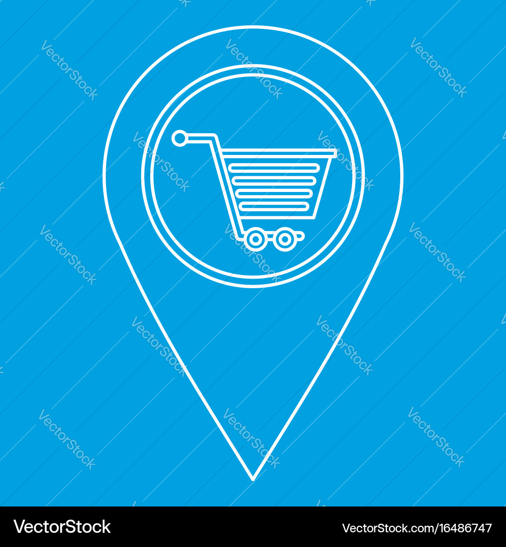 Map pin pointer with shopping cart sign icon Vector Image