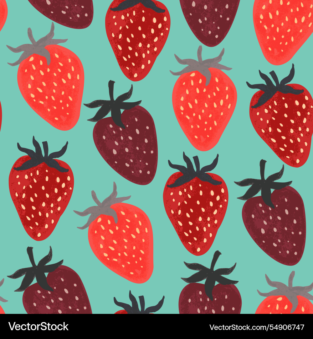 Seamless pattern with red textured strawberries Seamless pattern with red textured strawberries vector image