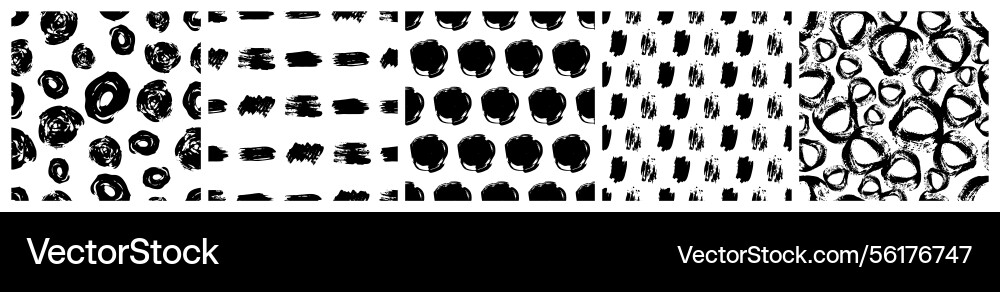 Set of seamless patterns with scribble smears Set of seamless patterns with scribble smears vector image