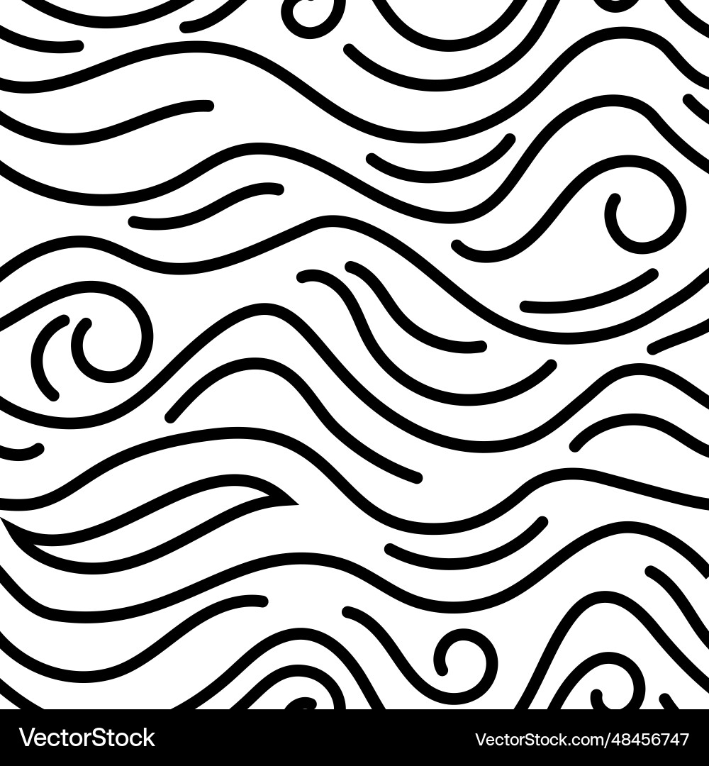 Smooth wavy black line pattern seamless texture Smooth wavy black line pattern seamless texture vector image