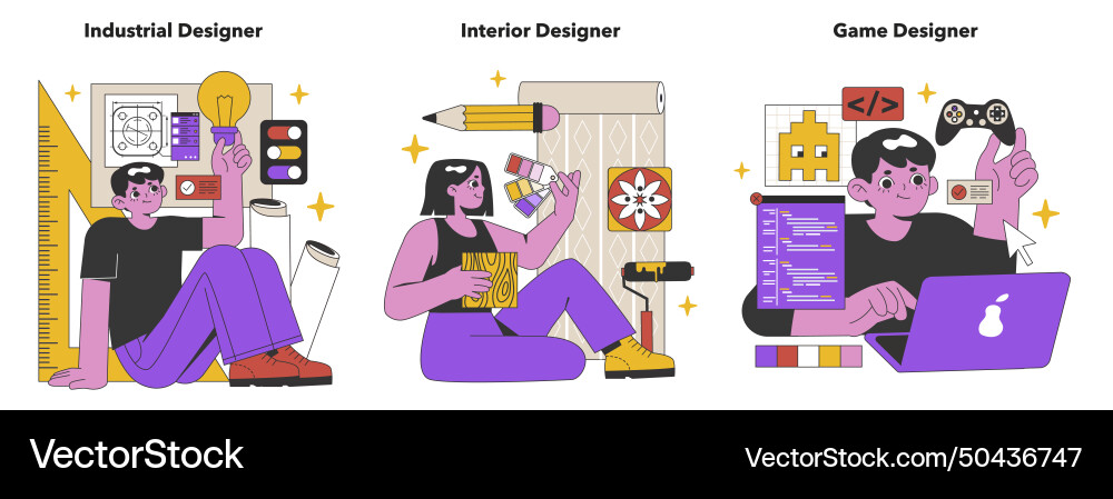 Specialized design fields set flat Specialized design fields set flat vector image