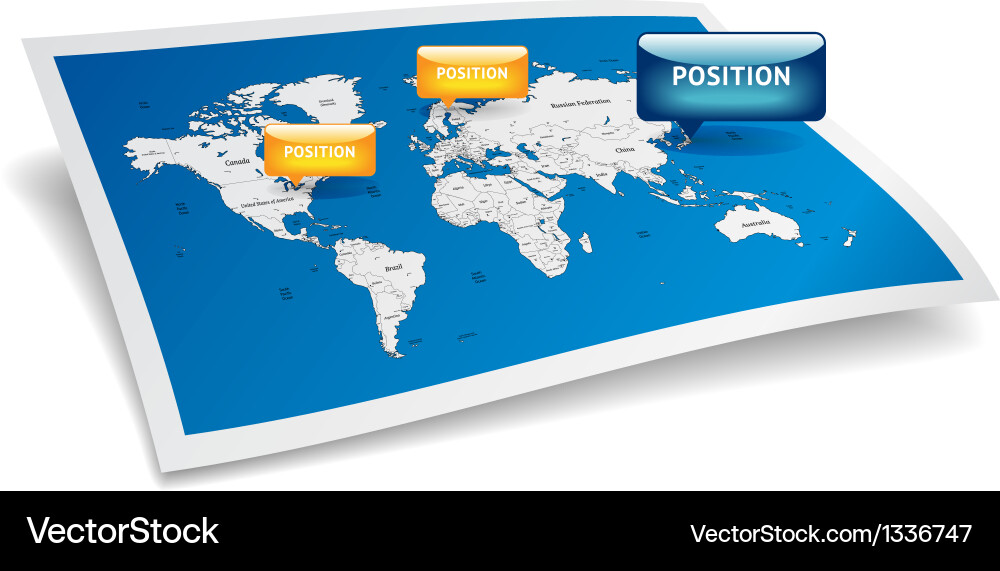 World Map with GPS Markers Vector Image