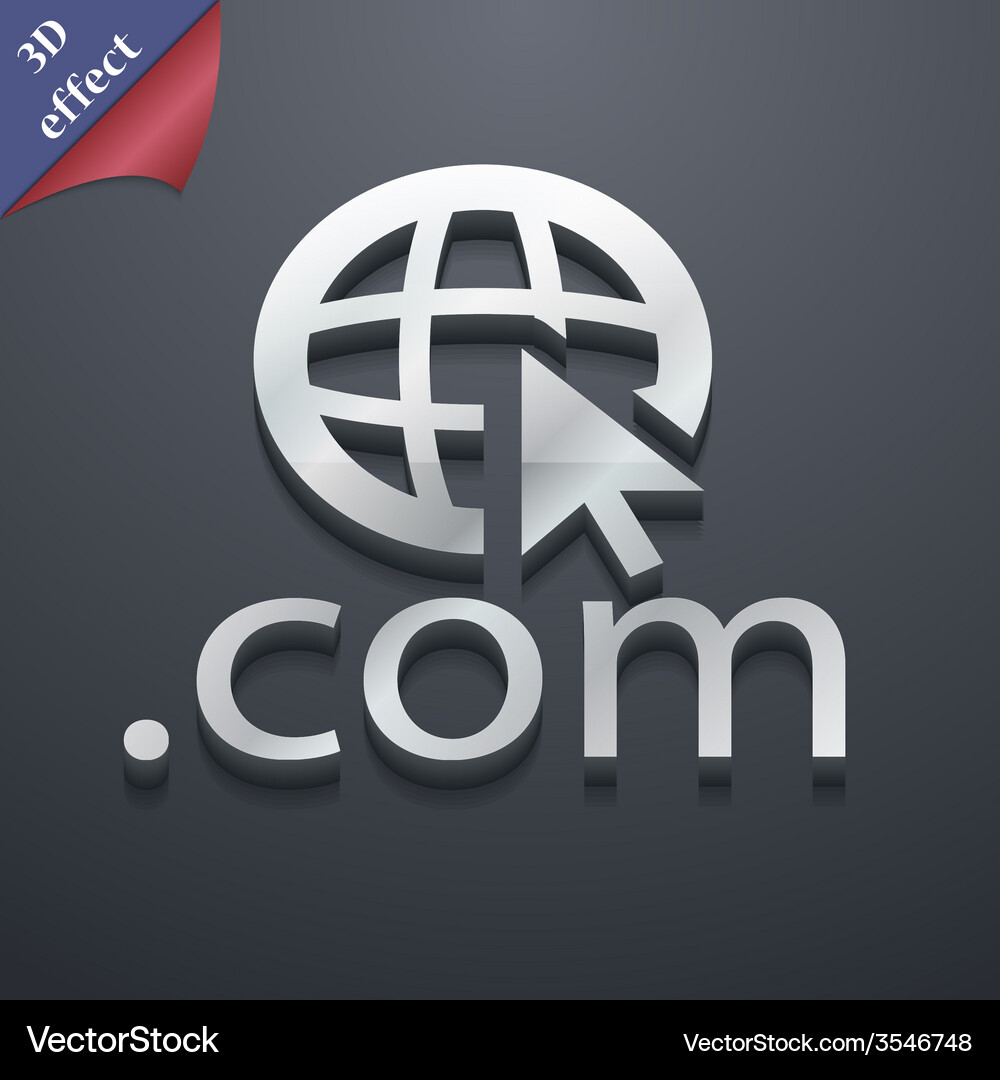 3D Domain COM Icon - Modern Style Vector Image