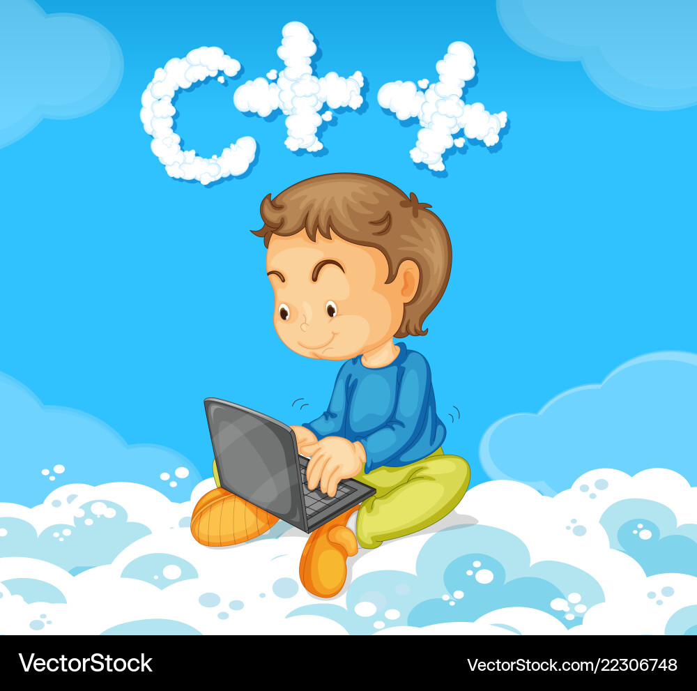 A boy coding c vector image