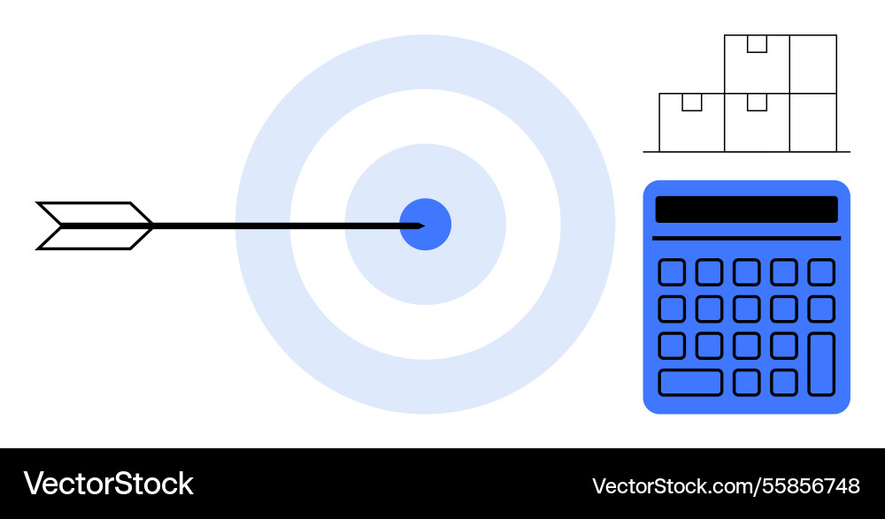 Arrow hitting target stack of boxes Arrow hitting target stack of boxes vector image