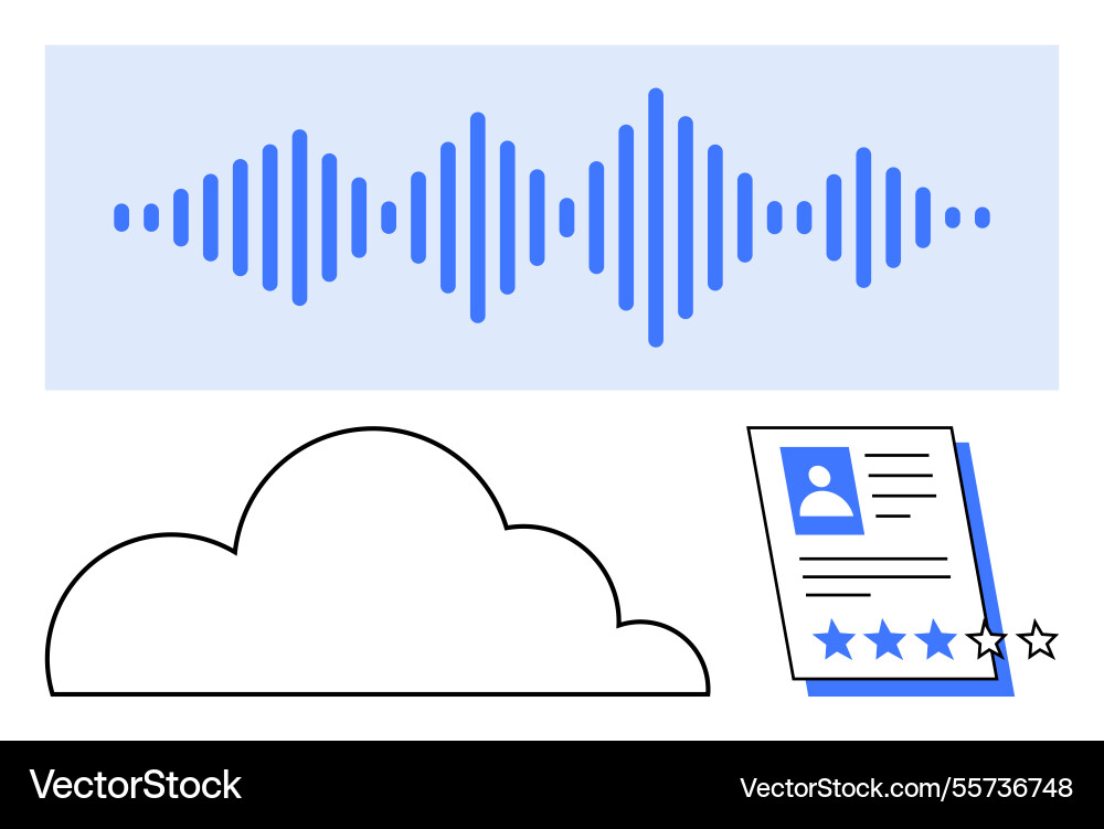 Audio Waveform Cloud-Speicher und Überprüfungsdokument Audio Waveform Cloud-Speicher und Überprüfungsdokument vektorbild