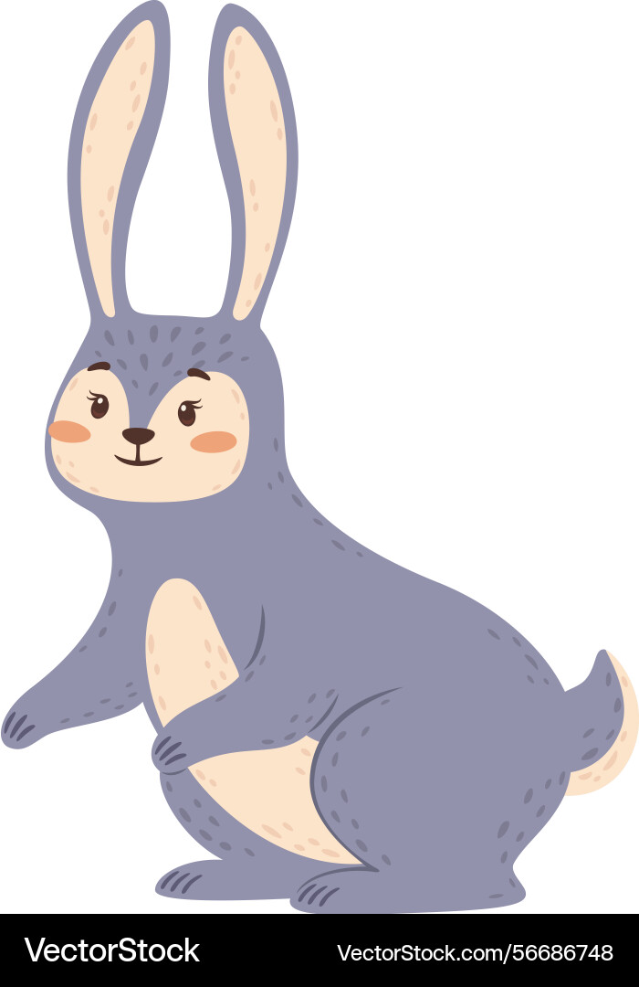 Charming purple bunny with long ears and a cream Vector Image