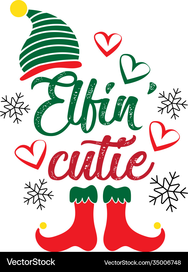 Cute Christmas Elf Cutie SVG Vector Image