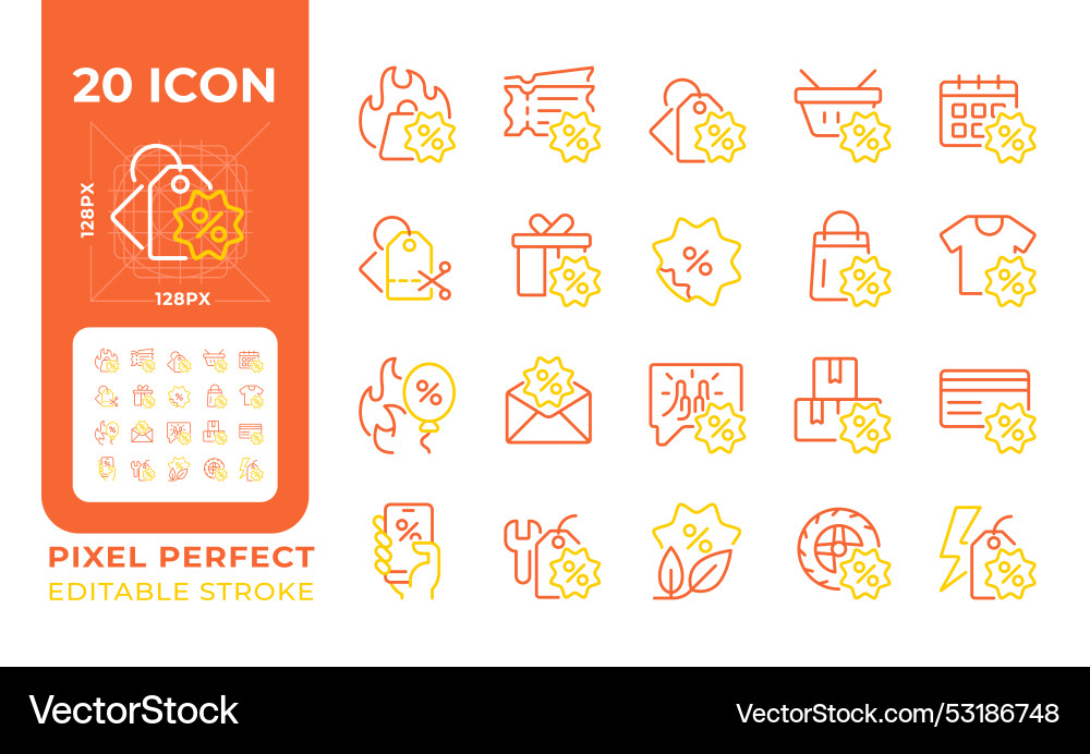 Discounts two color line icons set Vector Image