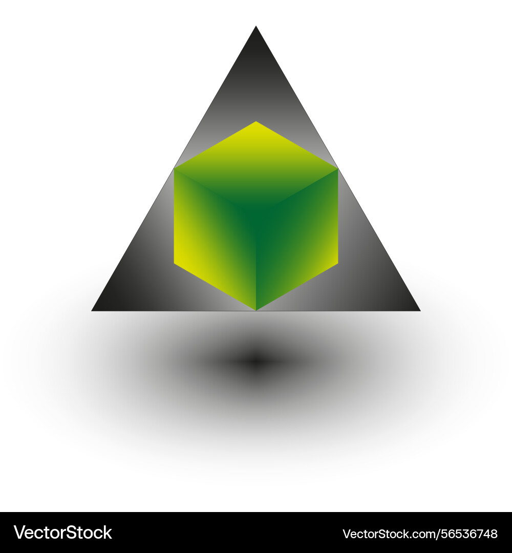 Geometric cube element floating triangle Geometric cube element floating triangle vector image